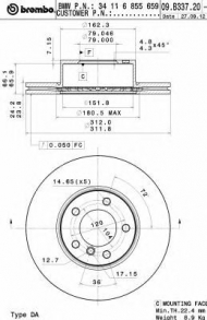 Тормозной диск BREMBO 09.B337.21