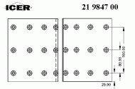 Комплект колодки тормозной накладки ICER 21 9847 00