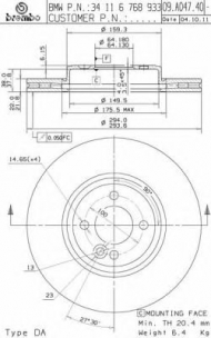 Тормозной диск BREMBO 09.A047.40