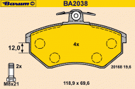 Комплект тормозных колодок BARUM BA2038