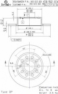 Тормозной диск BREMBO 08.9502.11
