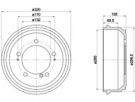 Тормозный барабан HELLA 8DT 355 300-631