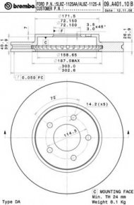 Тормозной диск BREMBO 09.A401.10