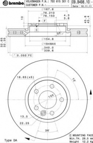 Тормозной диск BREMBO 09.B498.10