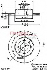 Тормозной диск METZGER 14120 E